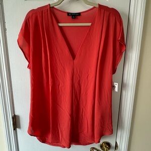 INC International Concepts inverted pleat blouse coral